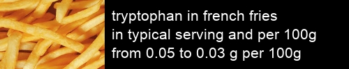 tryptophan in french fries information and values per serving and 100g